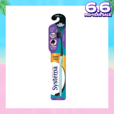 SYSTEMA Super Thin 3mm Charcoal Bristle Toothbrush Compact Soft 1s