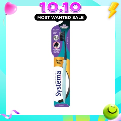 SYSTEMA Super Thin 3mm Charcoal Bristle Toothbrush Compact Soft 1s image