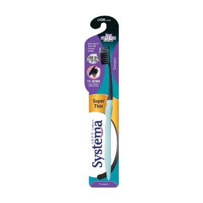 SYSTEMA Super Thin 3mm Charcoal Bristle Toothbrush Compact Soft 1s