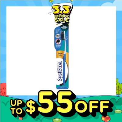 SYSTEMA Super Thin Charcoal Toothbrush Regular 1s