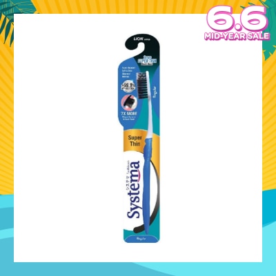 SYSTEMA Super Thin Charcoal Toothbrush Regular 1s
