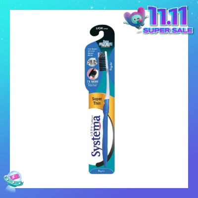 SYSTEMA Super Thin Charcoal Toothbrush Regular 1s
