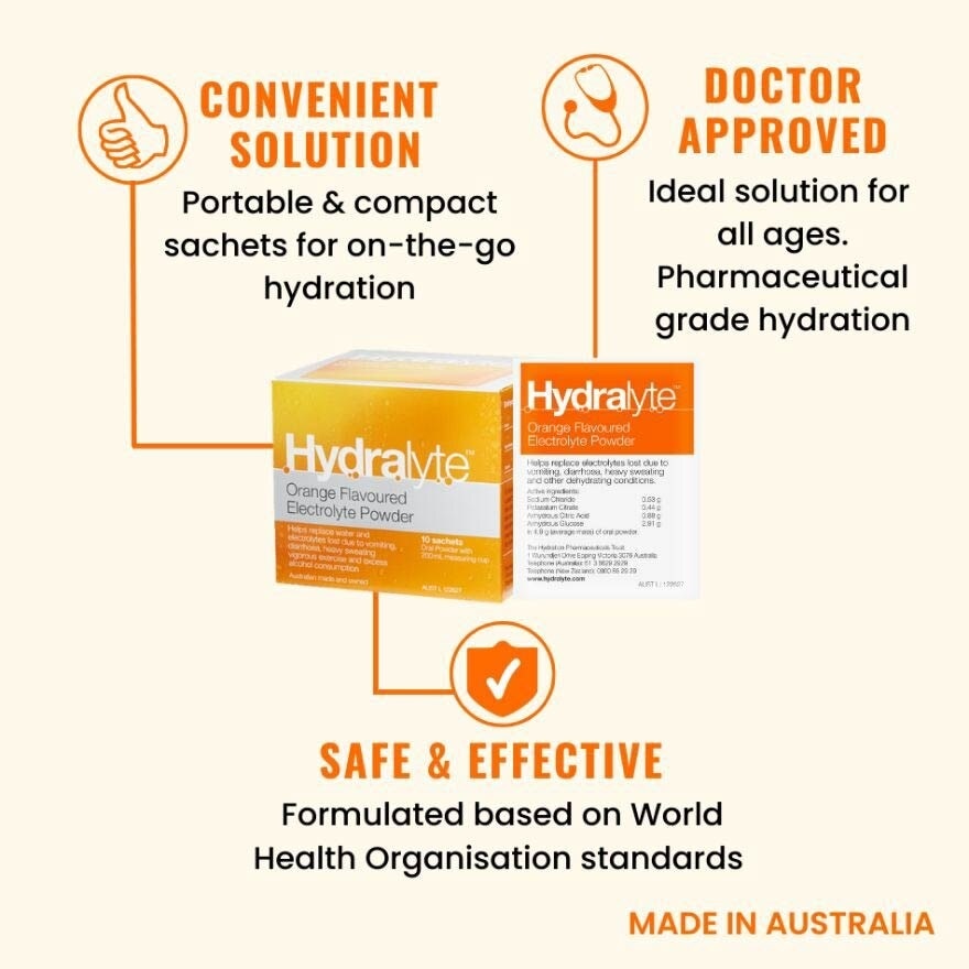 Electrolyte Powder (Orange) Rehydration Solution 10s