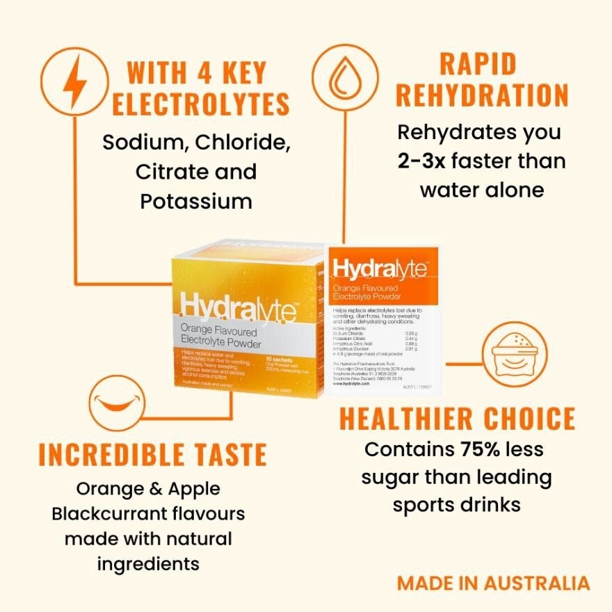 Electrolyte Powder (Orange) Rehydration Solution 10s