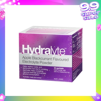 HYDRALYTE Electrolyte Powder (Apple Blackcurrant) Rehydration Solution 10s