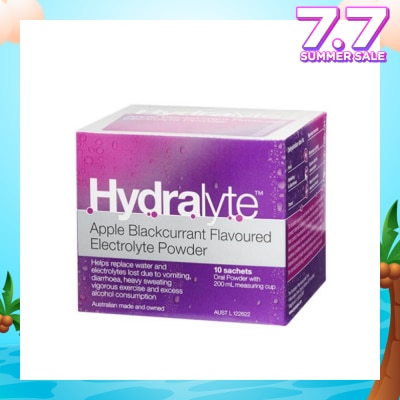 HYDRALYTE Electrolyte Powder (Apple Blackcurrant) Rehydration Solution 10s
