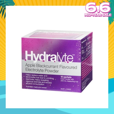 HYDRALYTE Electrolyte Powder (Apple Blackcurrant) Rehydration Solution 10s