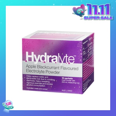 HYDRALYTE Electrolyte Powder (Apple Blackcurrant) Rehydration Solution 10s