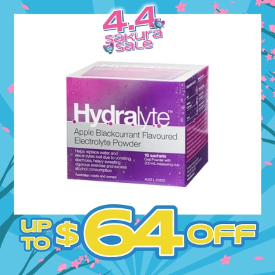 HYDRALYTE - Electrolyte Powder (Apple Blackcurrant) Rehydration Solution 10s