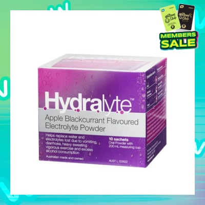 HYDRALYTE Electrolyte Powder (Apple Blackcurrant) Rehydration Solution 10s