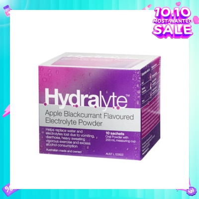 HYDRALYTE Electrolyte Powder (Apple Blackcurrant) Rehydration Solution 10s