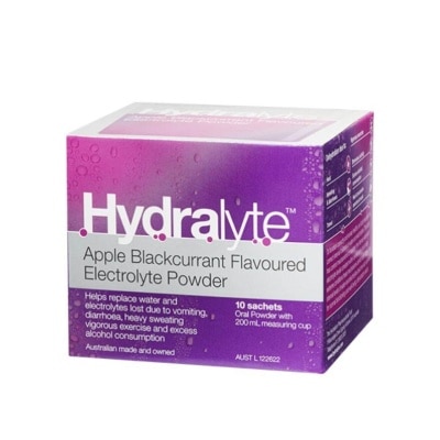 HYDRALYTE Electrolyte Powder (Apple Blackcurrant) Rehydration Solution 10s