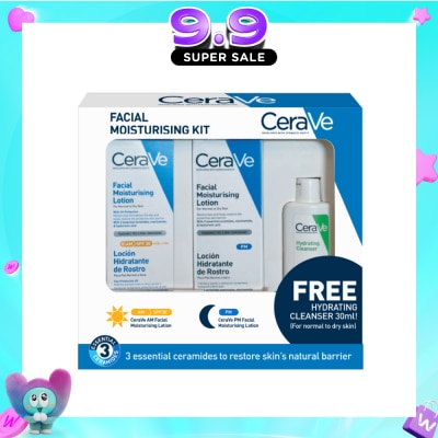 CERAVE - Facial Moisturising Kit Set (AM Facial Lotion 52ml, PM Facial Lotion 52ml & Hydrating Cleanser 30ml) 1s image