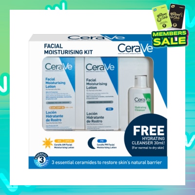 CERAVE Facial Moisturising Kit Set (AM Facial Lotion 52ml, PM Facial Lotion 52ml & Hydrating Cleanser 30ml) 1s