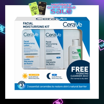 CERAVE Facial Moisturising Kit Set (AM Facial Lotion 52ml, PM Facial Lotion 52ml & Hydrating Cleanser 30ml) 1s