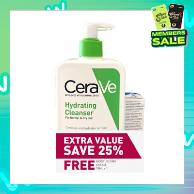 CERAVE Hydrating Cleanser Twin Pack 473ml x 2s (Free Moisturising Cream 15ml)