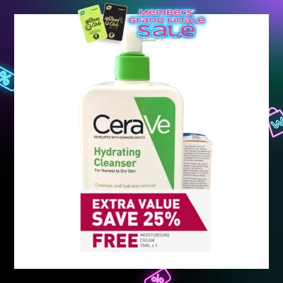 CERAVE Hydrating Cleanser Twin Pack 473ml x 2s (Free Moisturising Cream 15ml)