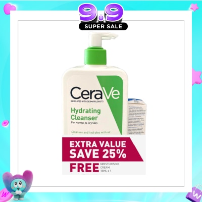 CERAVE - Hydrating Cleanser Twin Pack 473ml x 2s (Free Moisturising Cream 15ml) image