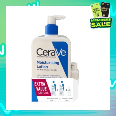 CERAVE Moisturising Lotion Twin Pack 473ml x 2s + Hydrating Cleanser 30ml