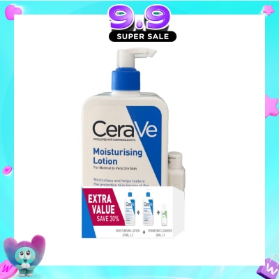CERAVE - Moisturising Lotion Twin Pack 473ml x 2s + Hydrating Cleanser 30ml image