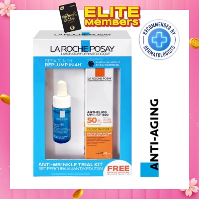 LA ROCHE-POSAY Anti-Wrinkle Trial Kit (Hyalu B5 Serum 10ml & Anthelios UVMune Invisible Fluid 15ml) 1s (Expiry: Oct`2026)