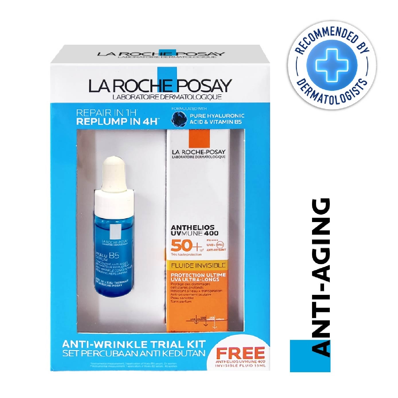 Anti-Wrinkle Trial Kit (Hyalu B5 Serum 10ml & Anthelios UVMune Invisible Fluid 15ml) 1s