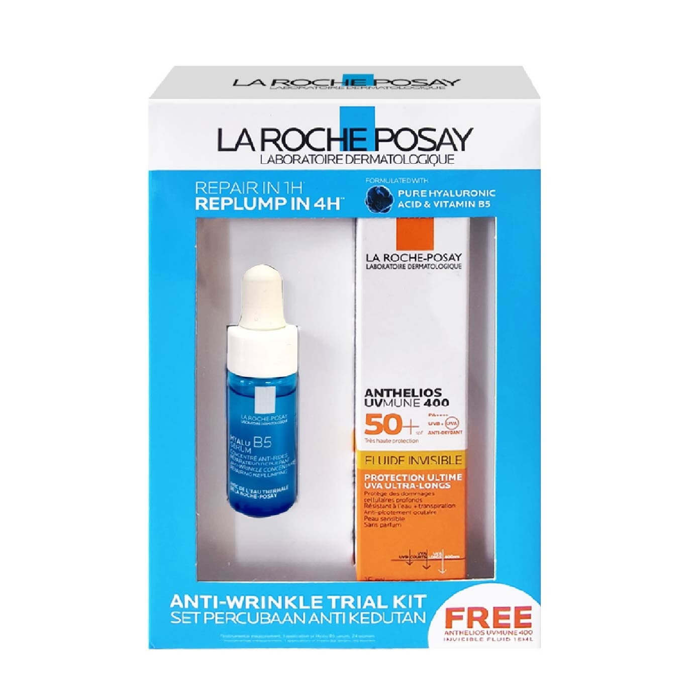 Anti-Wrinkle Trial Kit (Hyalu B5 Serum 10ml & Anthelios UVMune Invisible Fluid 15ml) 1s