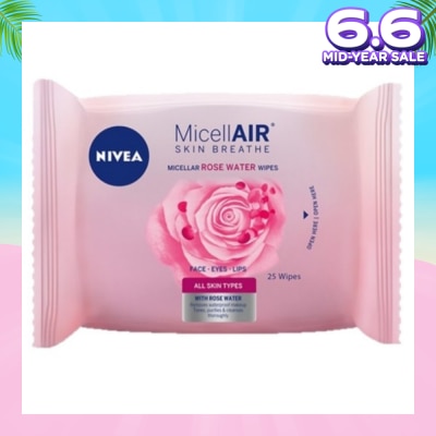 NIVEA MicellAir Skin Breathe Micellar Rose Water Wipes 25 Wipes (Expiry: Oct`2025)