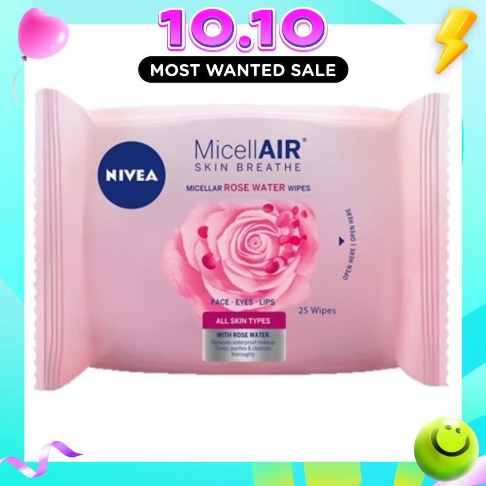 MicellAir Skin Breathe Micellar Rose Water Wipes 25 Wipes image