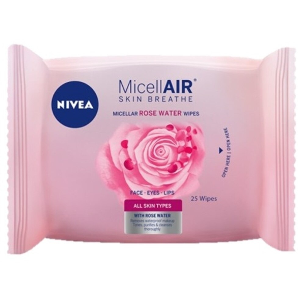 MicellAir Skin Breathe Micellar Rose Water Wipes (Face-Eyes-Lips) 25 Wipes