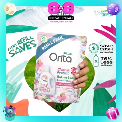 ORITA - Baking Soda Antibacterial Laundry Detergent Floral Scented Refill Pack 1200g