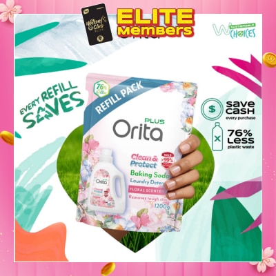 ORITA Baking Soda Antibacterial Laundry Detergent Floral Scented Refill Pack 1200g