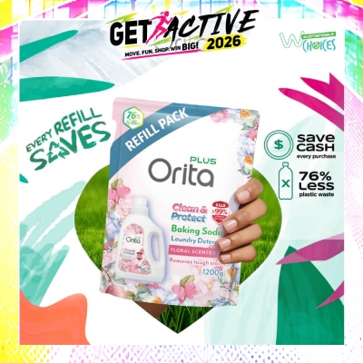 ORITA - Baking Soda Antibacterial Laundry Detergent Floral Scented Refill Pack 1200g image