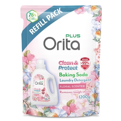 ORITA Baking Soda Antibacterial Laundry Detergent Floral Scented Refill Pack 1200g