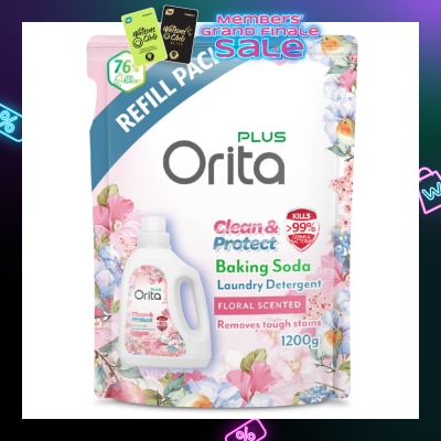 ORITA Baking Soda Antibacterial Laundry Detergent Floral Scented Refill Pack 1200g