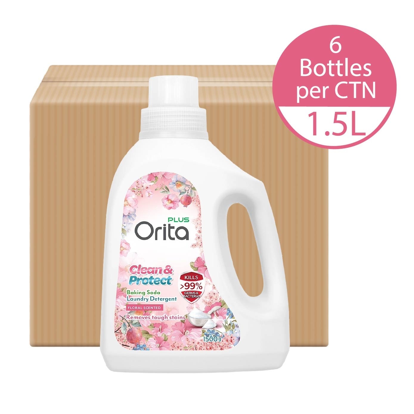 Baking Soda Laundry Detergent Floral Scented 1500g x 6s (Carton)