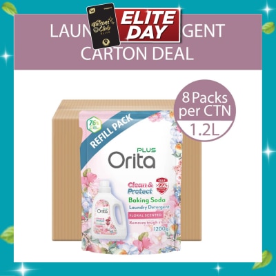 ORITA Baking Soda Antibacterial Laundry Detergent Floral Scented Refill Pack 1200g x 8s (Carton) image