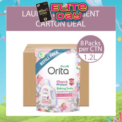 ORITA - Baking Soda Antibacterial Laundry Detergent Floral Scented Refill Pack 1200g x 8s (Carton)