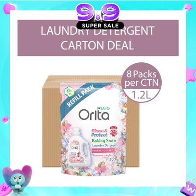 ORITA - Baking Soda Antibacterial Laundry Detergent Floral Scented Refill Pack 1200g x 8s (Carton) image
