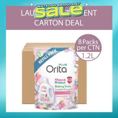 ORITA - Baking Soda Antibacterial Laundry Detergent Floral Scented Refill Pack 1200g x 8s (Carton)