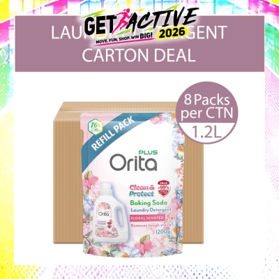 ORITA - Baking Soda Antibacterial Laundry Detergent Floral Scented Refill Pack 1200g x 8s (Carton) image