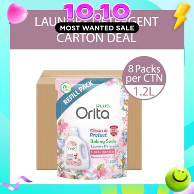 ORITA Baking Soda Antibacterial Laundry Detergent Floral Scented Refill Pack 1200g x 8s (Carton) image
