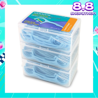 WATSONS Super Smooth Widebow Dental Floss Picks (Round Thread + Single Line) 50s x 3 Boxes