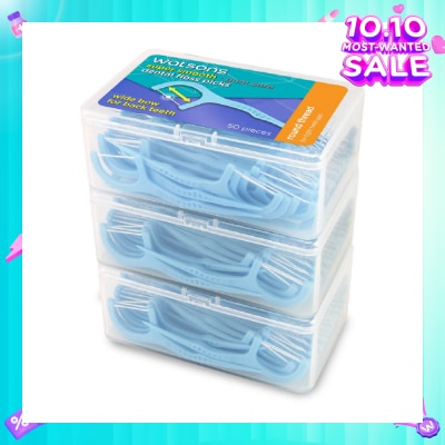 WATSONS Super Smooth Widebow Dental Floss Picks (Round Thread + Single Line) 50s x 3 Boxes