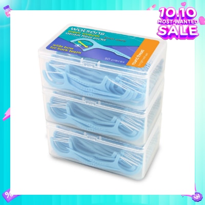 WATSONS Super Smooth Widebow Dental Floss Picks (Round Thread + Single Line) 50s x 3 Boxes