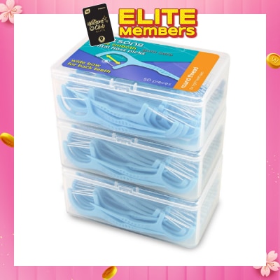 WATSONS Super Smooth Widebow Dental Floss Picks (Round Thread + Single Line) 50s x 3 Boxes