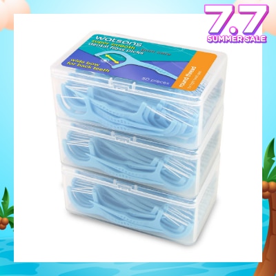 WATSONS Super Smooth Widebow Dental Floss Picks (Round Thread + Single Line) 50s x 3 Boxes