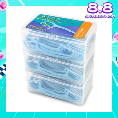 WATSONS Super Smooth Widebow Dental Floss Picks (Round Thread + Single Line) 50s x 3 Boxes