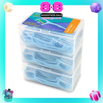 WATSONS - Super Smooth Widebow Dental Floss Picks (Round Thread + Single Line) 50s x 3 Boxes