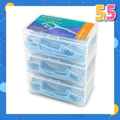 WATSONS Super Smooth Widebow Dental Floss Picks (Round Thread + Single Line) 50s x 3 Boxes